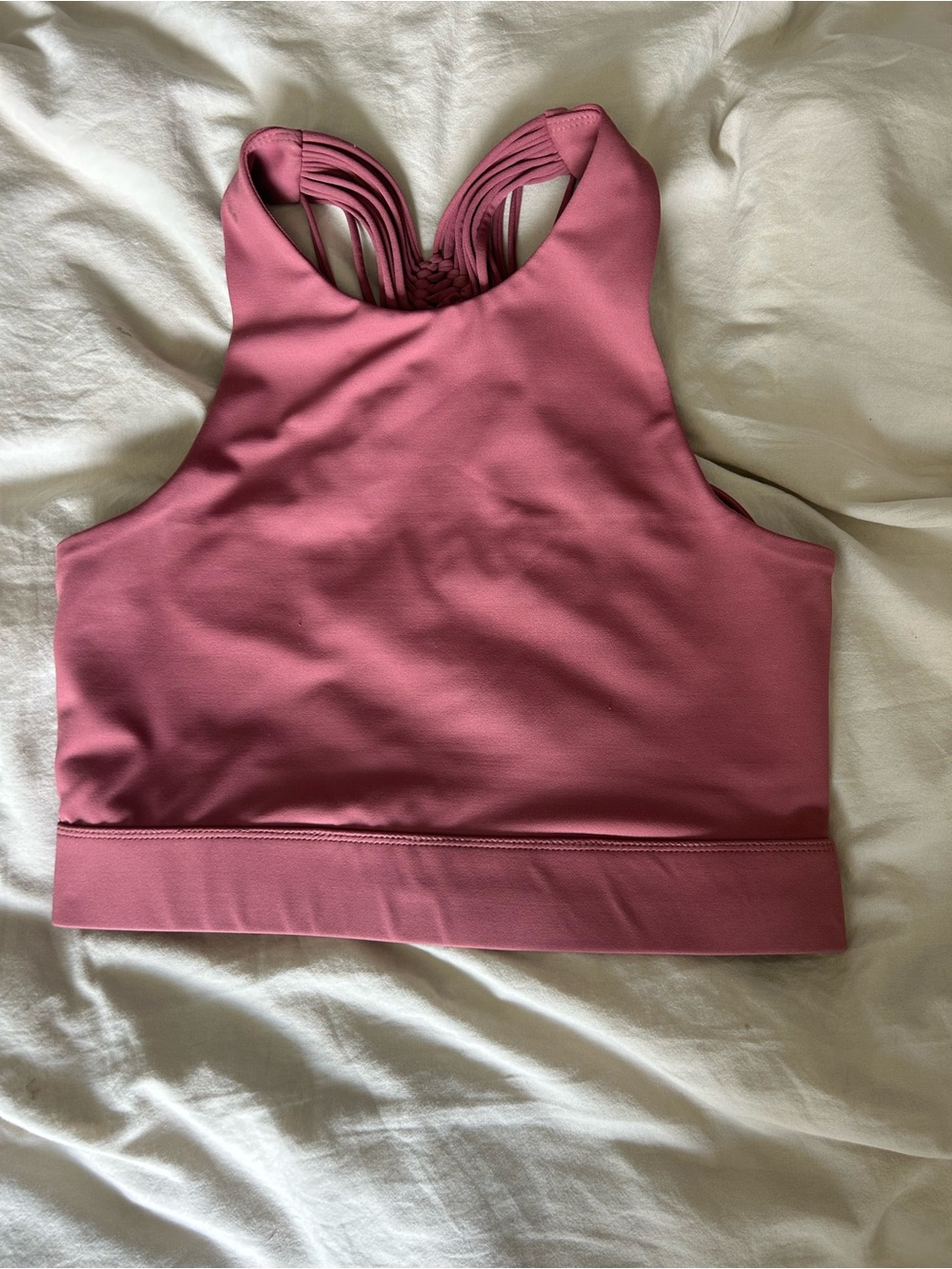 Carbon38 Mauve High-Neck Strappy-Back Sports Bra